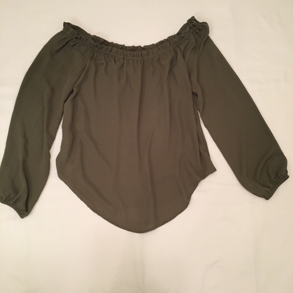 Army green off shoulder top